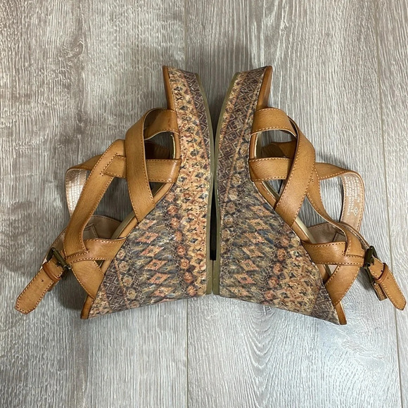 Rampage Hemish Wedge Platform Sandals Strappy Boho Cork 10M - Picture 7 of 16